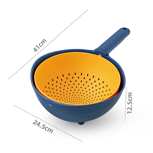 Rotating drain basket plastic with handle creative double-layer drain basket kitchen fruit storage sink drain basket