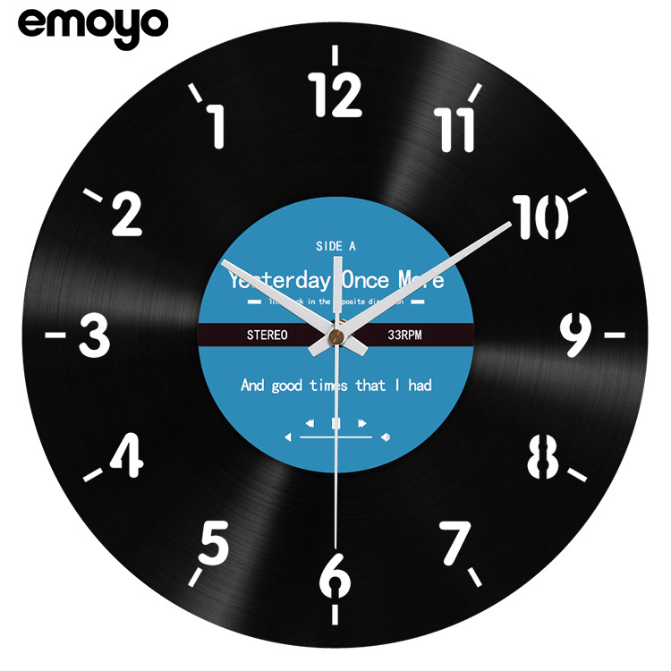 Paso en el nuevo reloj de dirección inversa vinilo vintage Reloj de pared creativo decorativo Reloj de pared reverso Reloj de pared personalizado