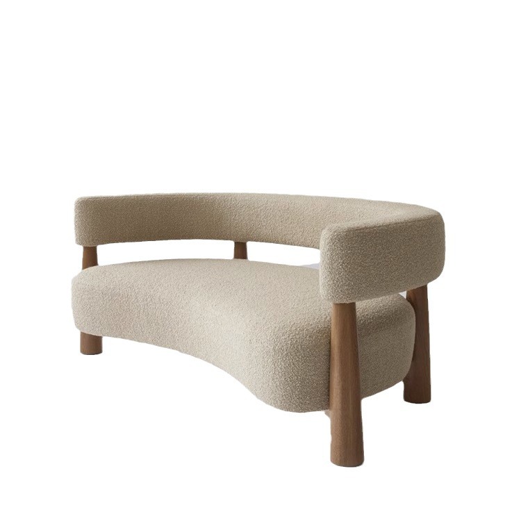 Sala de estar simple, terciopelo de cordero, sofá de casa de familia retro, tienda de ropa, diseñador curvo, sofá de ocio para sala de estar