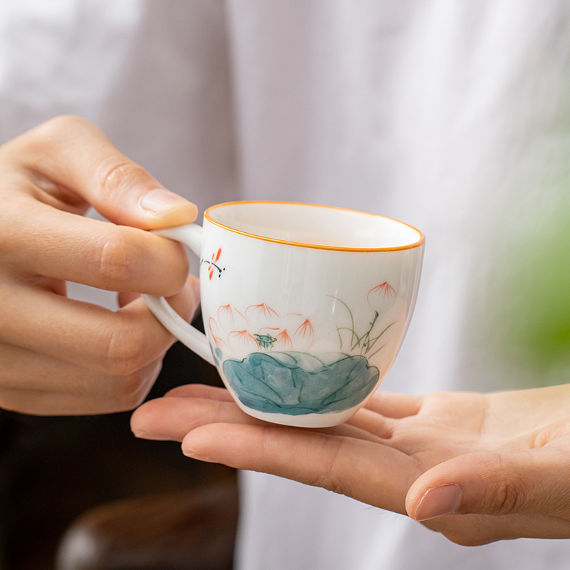 Underglaze color hand -painted anti -hot white porcelain with ear…