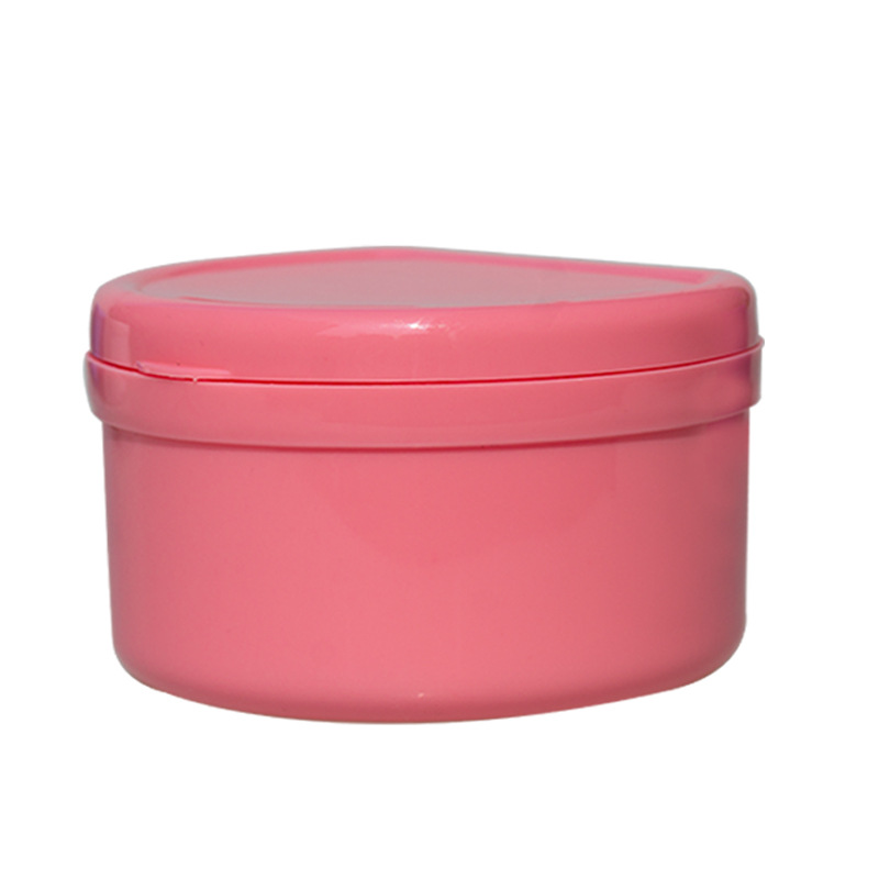 Impresión de almacenamiento de plástico, caja de almacenamiento de limpieza, dentadura postiza semicircular, caja de dentadura en forma de D con filtro, sello de doble capa de plástico