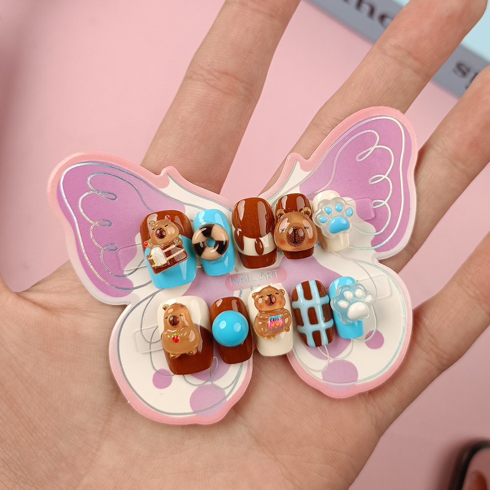10 piezas de uñas para niños adolescentes, uñas para adolescentes lindas, uñas para niños de 12 - 18 años de edad