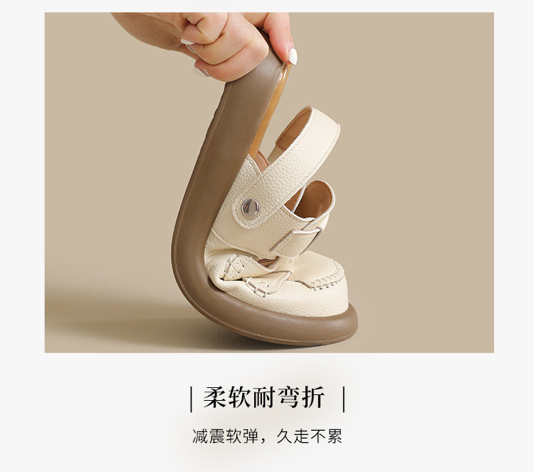 Sandal nữ quai chữ V đế tăng chiều cao, lưới thoáng khí, có thể điều chỉnh hai kiểu — AB221 mét đen chi tiết 12