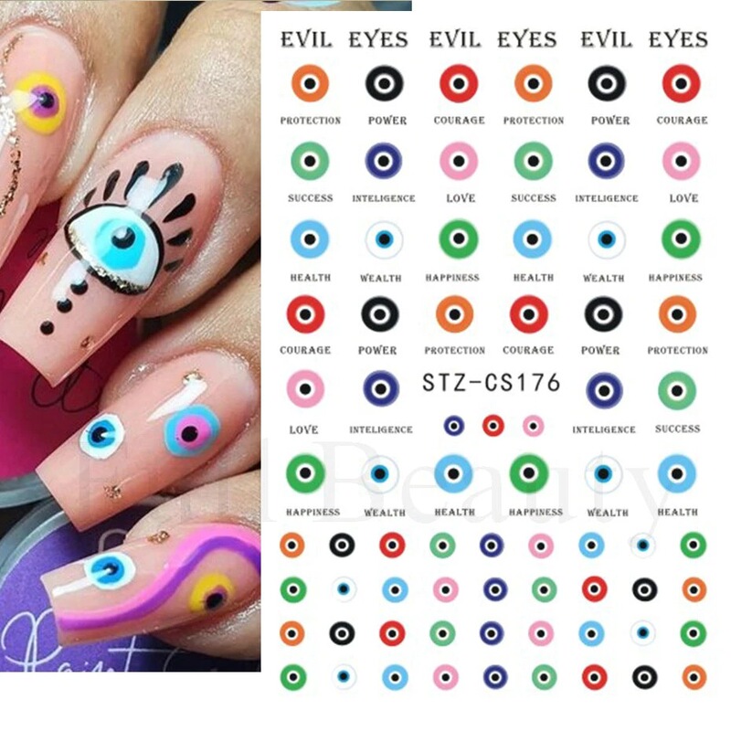 Cross-border new nail stickers European and American wind evil eye series adhesive nail stickers nail stickers mixed batch nail Cross-border new nail stickers European and American wind evil eye series adhesive nail stickers nail stickers mixed batch nail