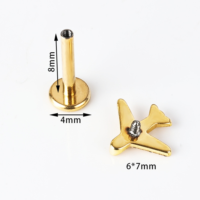 16G labret stud size and finish detail