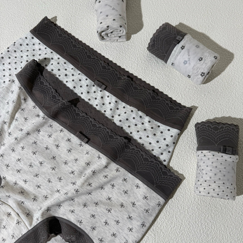 Xiaolan Skirt Autumn and Winter New Product Y835 Ultra-Fine and Ultra-Soft Polka Dot Underwear Mid-Waist Pure Cotton Bottom Comfortable and Breathable Briefs
