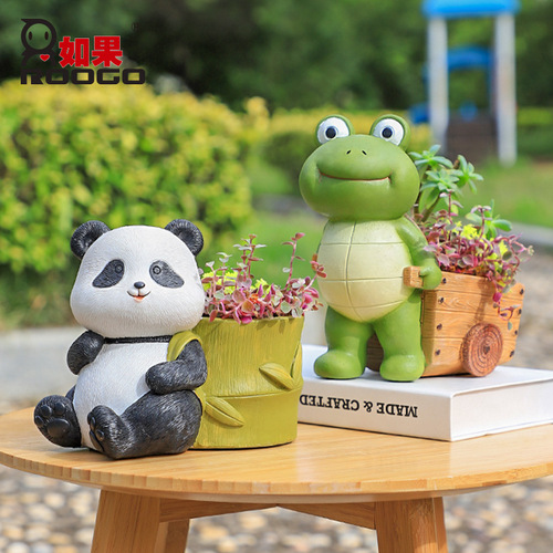 Original cartoon courtyard balcony panda resin large flower pot micro landscape gardening succulent potted decorative flower pot flower pot