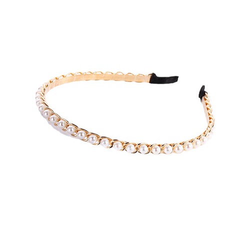 Korean ins new simple retro pearl alloy headband internet celebrity fresh temperament super fairy headband headwear