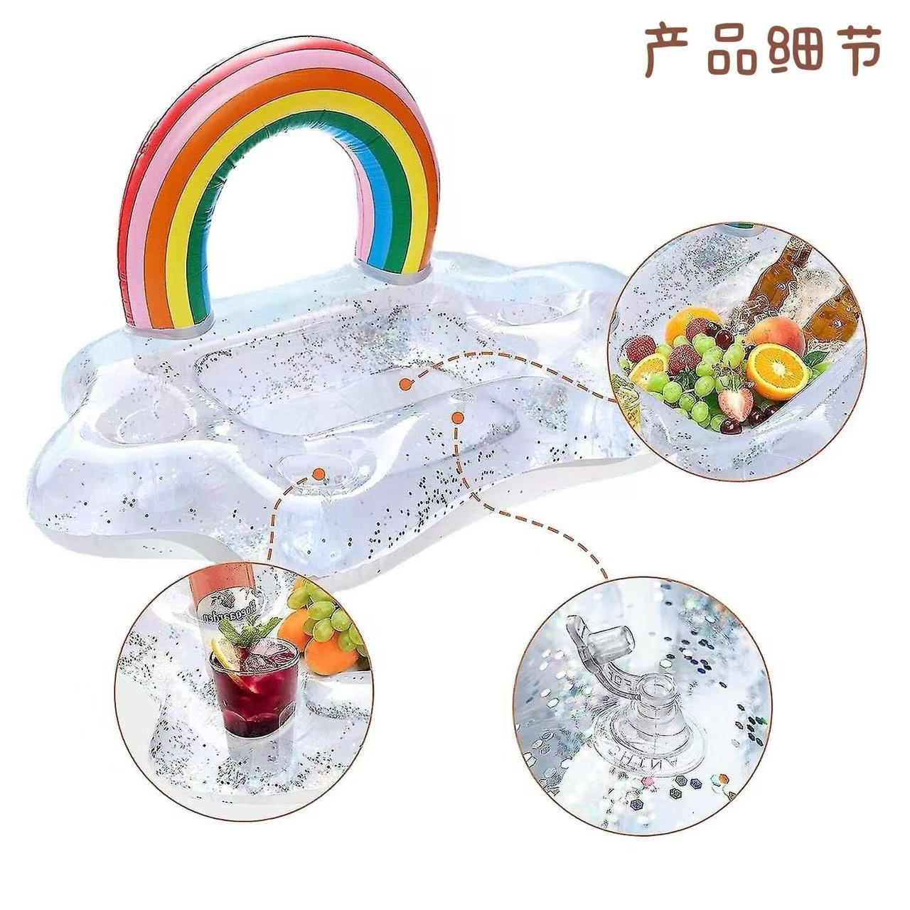 Piscina fiesta de agua arco iris coco bar de hielo tazas almohadillas de alimentos y bebidas bandejas de agua mascotas juguetes de agua transfronterizos
