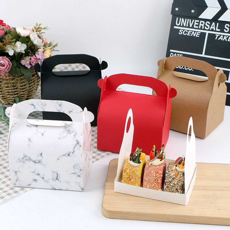 短款蛋糕卷盒手提式三明治烘焙包装盒瑞士卷西点盒牛轧糖饼干纸盒