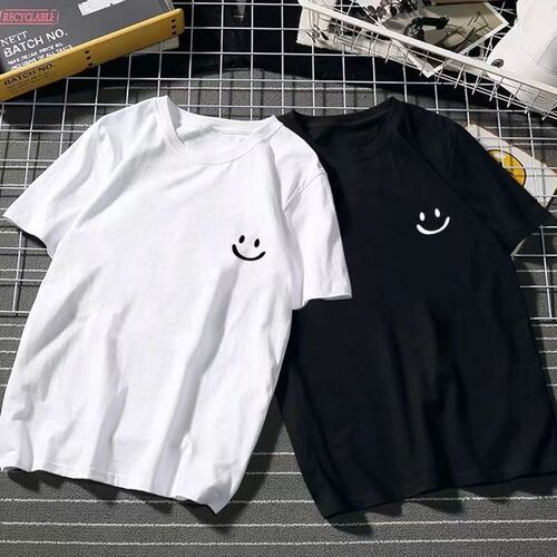 Cool-feeling Ice Silk Short Sleeve Men's Loose Student Black and White Half Sleeve T-Shirt Summer Trend Round Neck T-Shirt Versatile Base Shirt