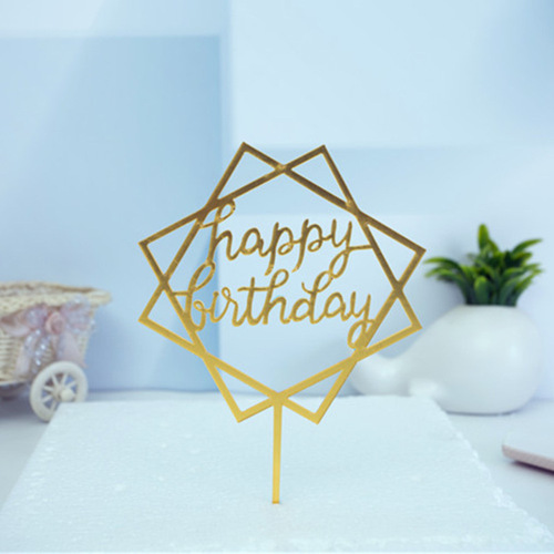 Acrylic happy birthday cake decoration ornaments card creative cake baking ornaments card cake card essence