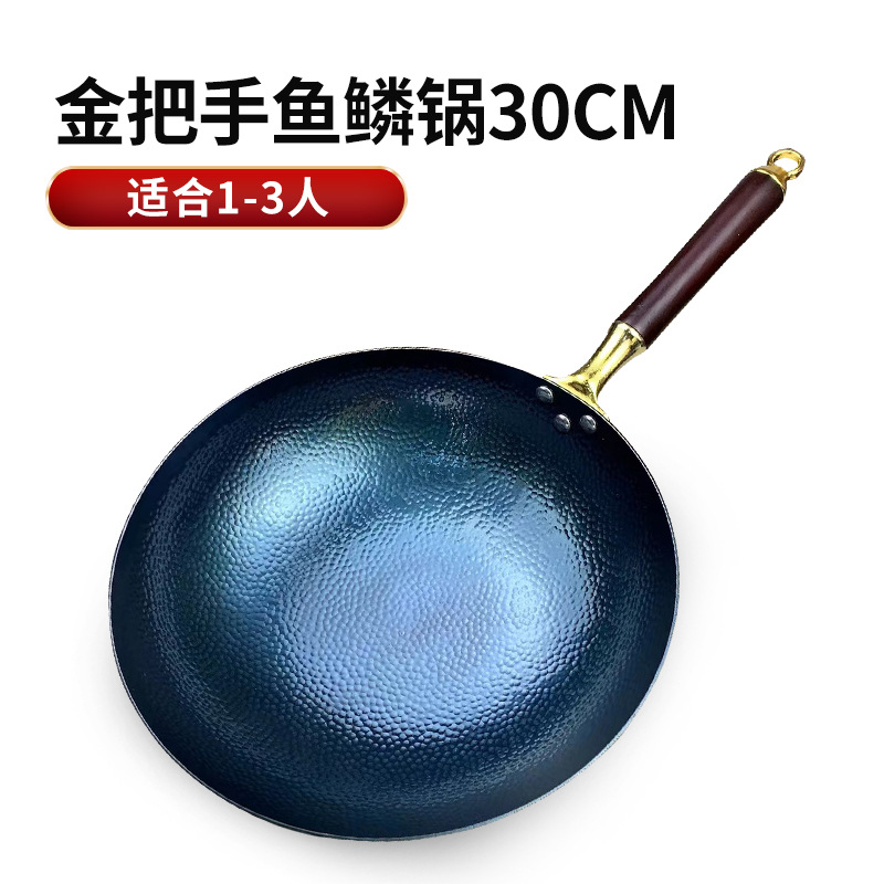 30cm 골드 핸들 생선 비늘 냄비