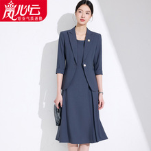 通勤职业西装套装女2025春夏新款气质收腰OL西服无袖连衣裙两件套
