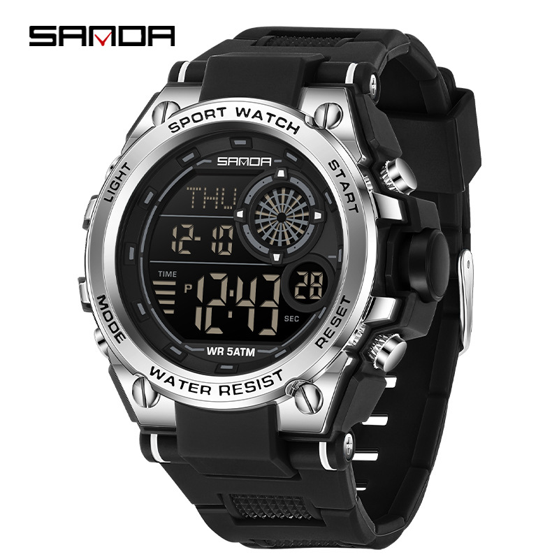 SANDA 6255 reloj estudiante multifunción cronógrafo deportivo reloj de pantalla digital electrónica impermeable de moda