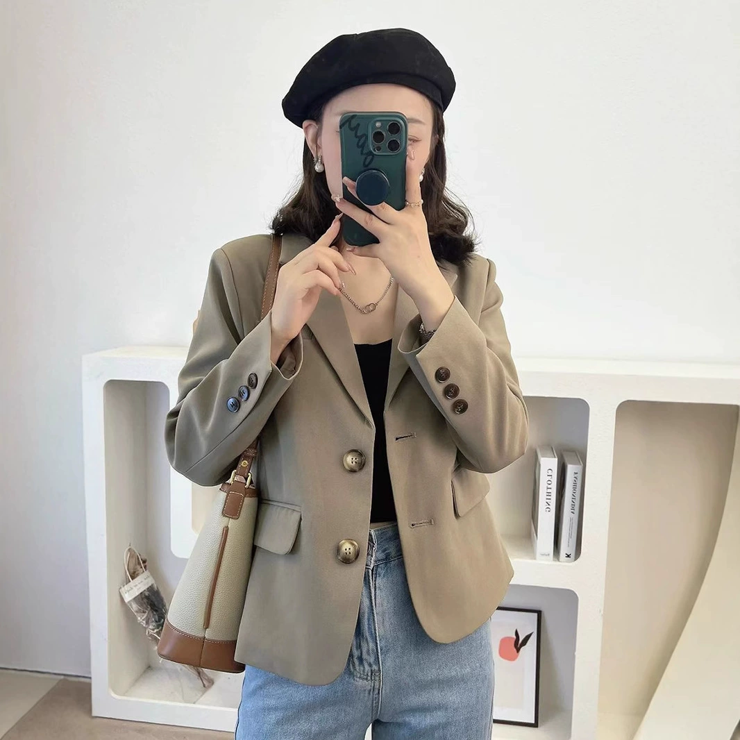 2025 весна и осень новый женский черный маленький костюм