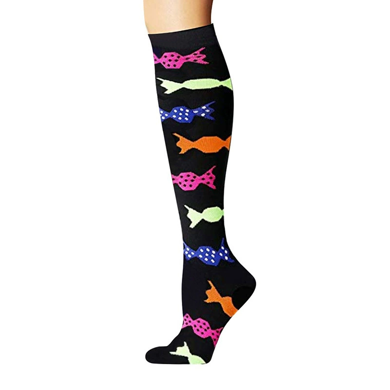 Compression Running Socks, Unisex Jacquard Knee-High Socks, Multiple Patterns, S/M & L/XL