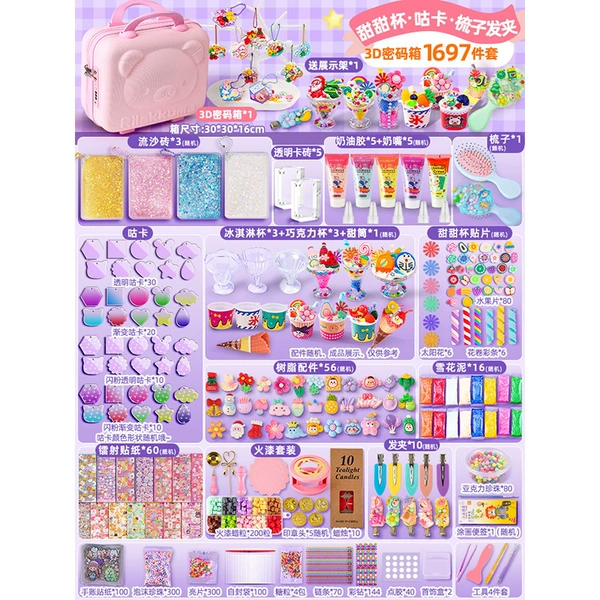 Set, hairgrip, brush, stand, 3D, 1697 pieces