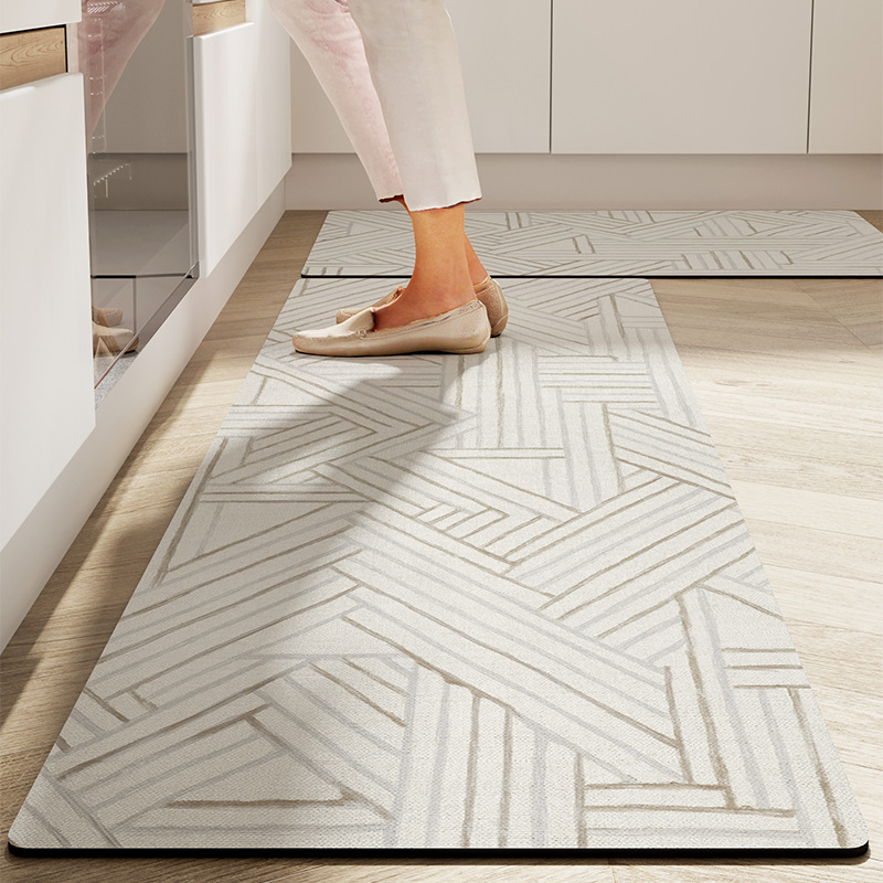 Alfombra antideslizante de absorción de agua silenciosa de viento de goma, alfombra de suelo de cocina simple y fácil de cuidar, alfombra de suelo de barro de diatomeas limpiable doméstica