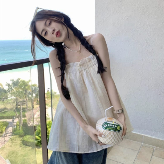 Sweet Shoulder Sleeveless Shoulder Wear 2025 Spring Women's Loose Spice Girl Small Camisole Top
