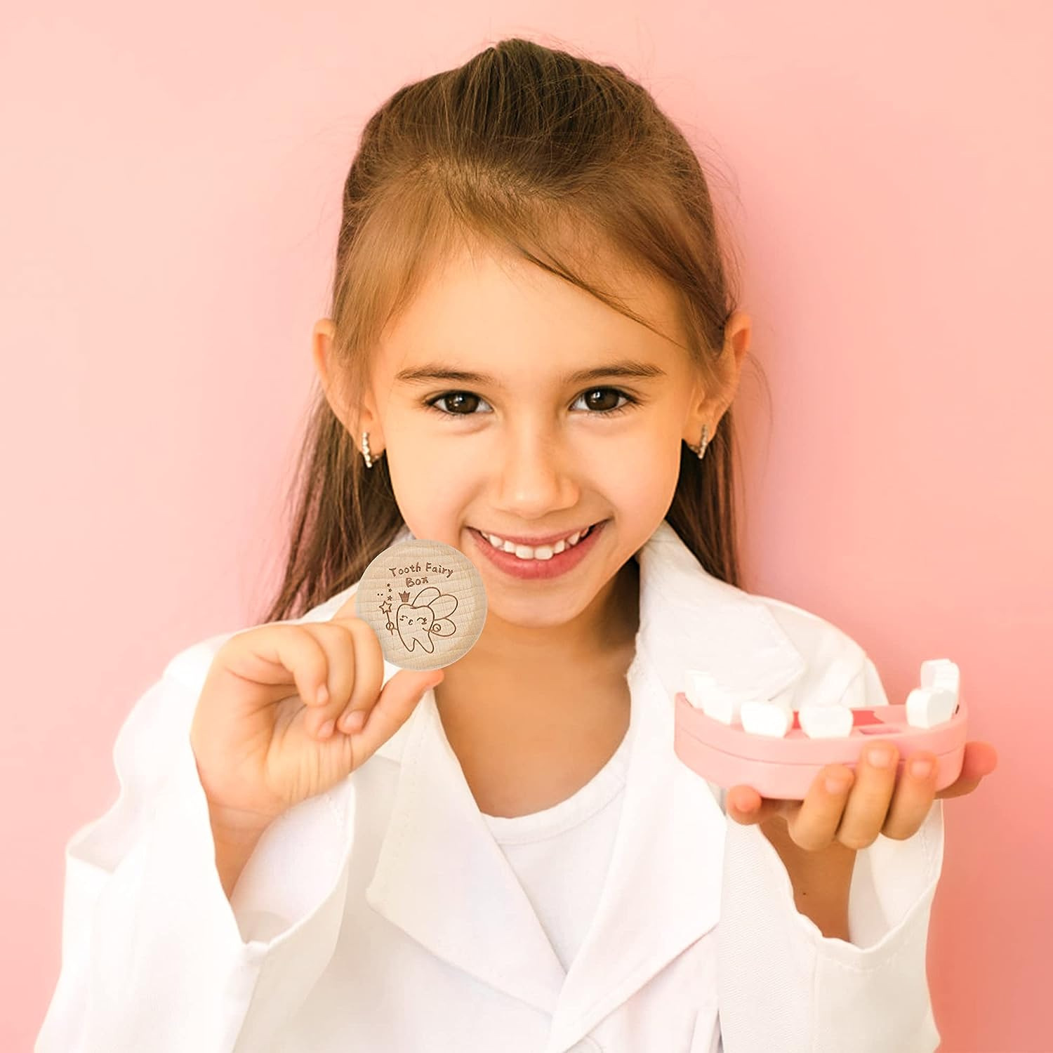 Pezón DE LOS NIÑOS Memorial caja de dientes de bebé caja de almacenamiento de dientes de pelo fetal casa de madera maciza caja de almacenamiento de recuerdo del bebé