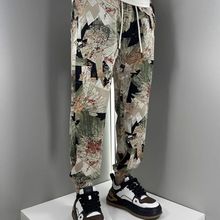 春夏季薄款束脚休闲裤男士潮流新款花色九分运动裤痞帅修身哈伦裤