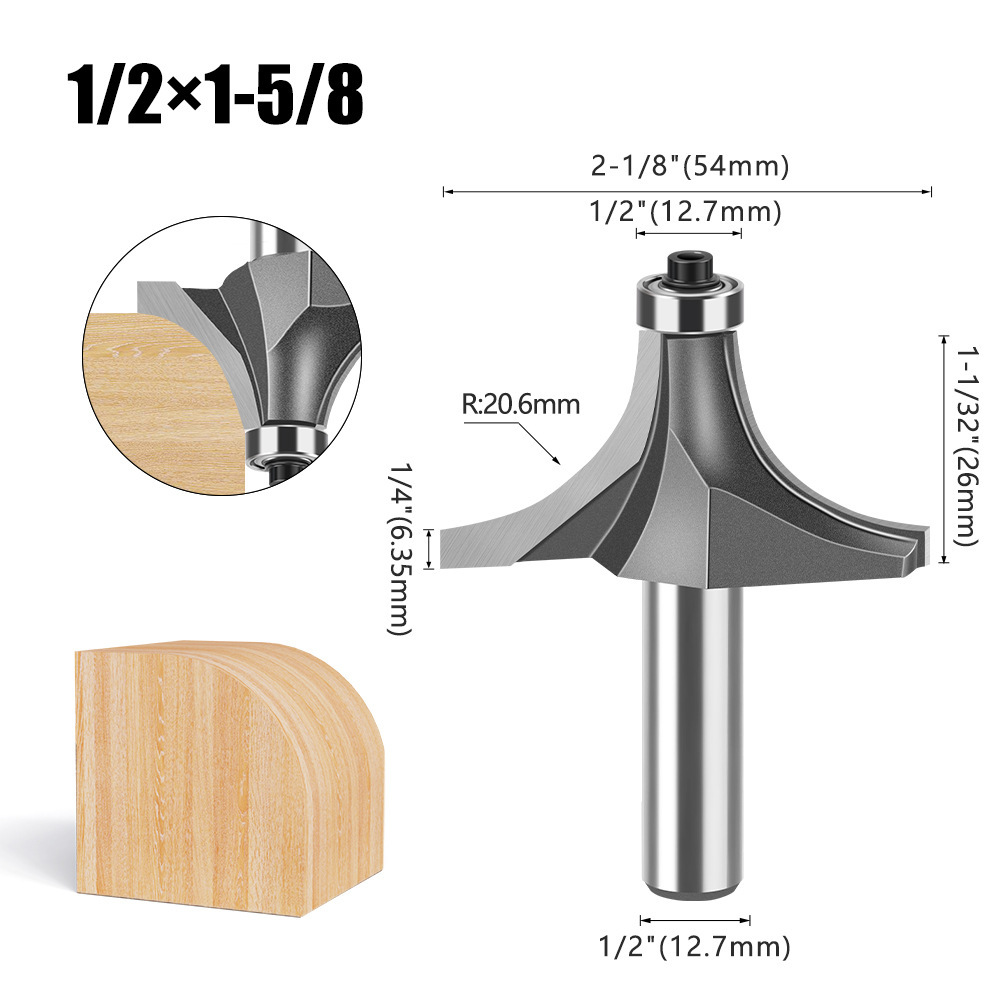 Cuchillo redondo de carpintería de 1/4 mango 1/2 mango Cuchillo redondo de uso común Cuchillo redondo de aleación de alta calidad Cabeza de corte