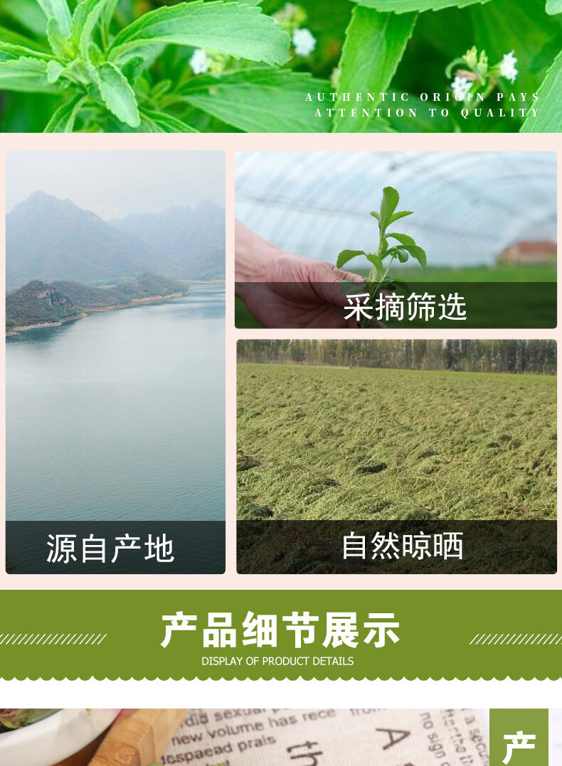 Stevia Leaf Tea Tian Ye Ju 500g Dried Sweet Herb Leaves for Herbal Blends specifications