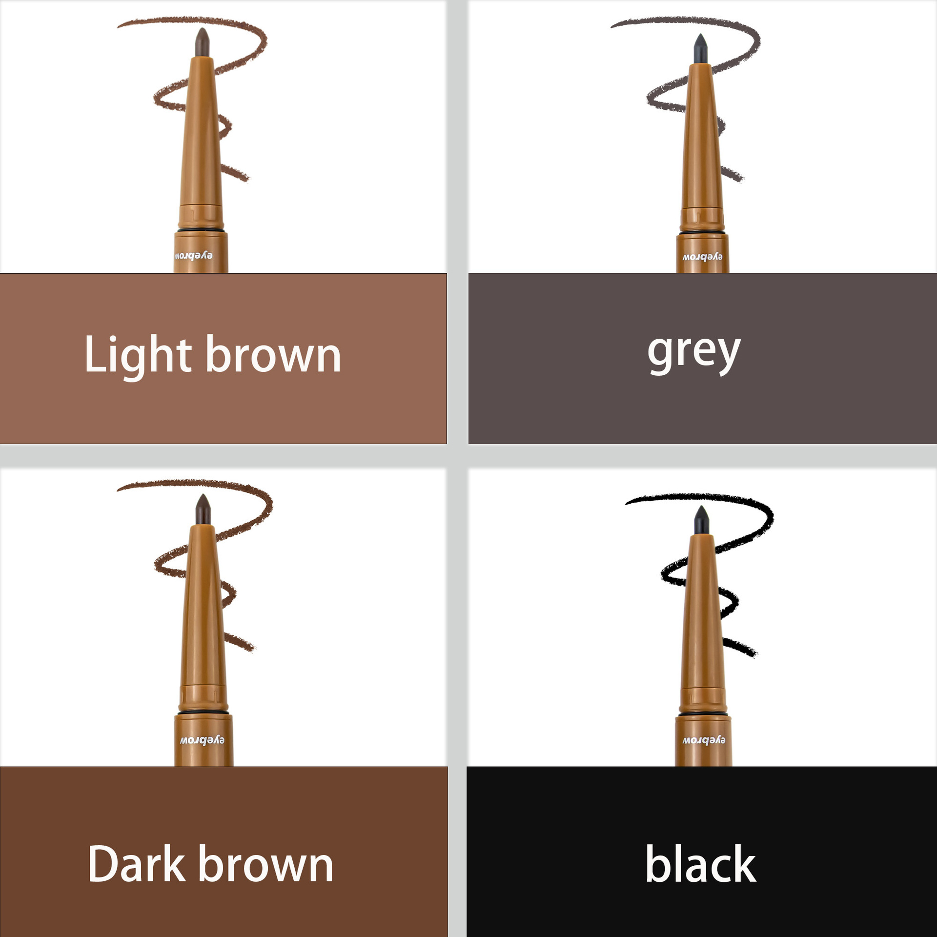 SHCOETY dual-head eyebrow pencil with eyebrow glue, automatic rotation, waterproof, non-fading, natural and long-lasting eyebrow dye, 4-color cross-border undefined
