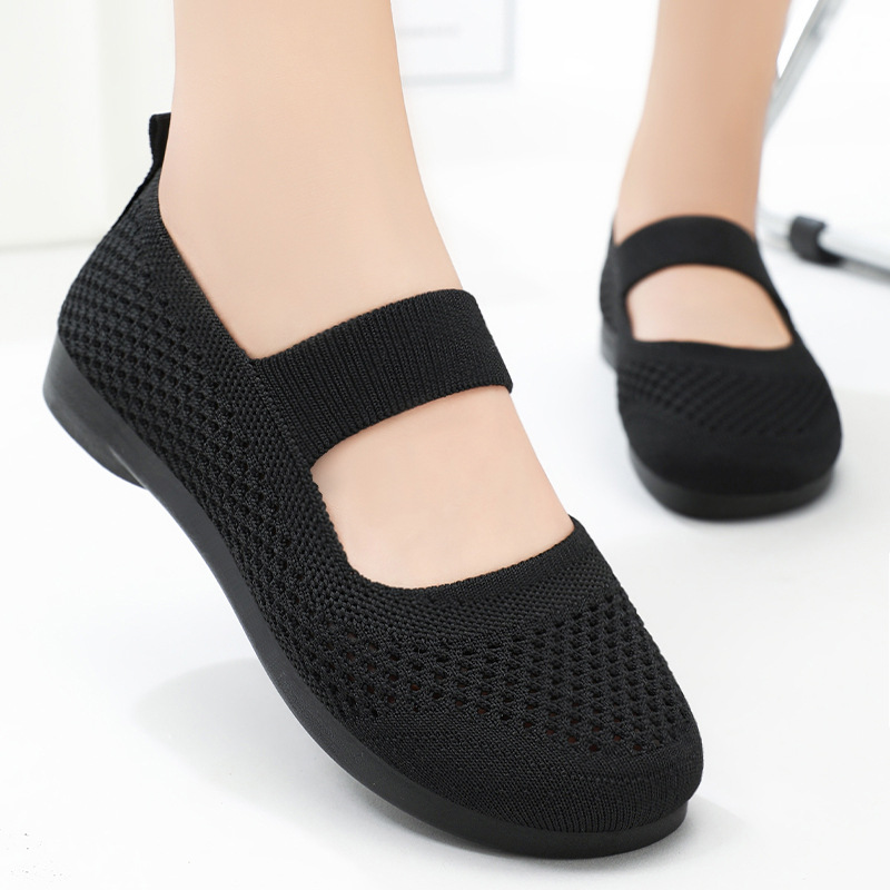 Zapatos mujer 2024 verano nuevo estilo de una pieza de pelo plano de fondo plano de tacón plano casual transpirable señoras hueca tejiendo zapatos de mujer