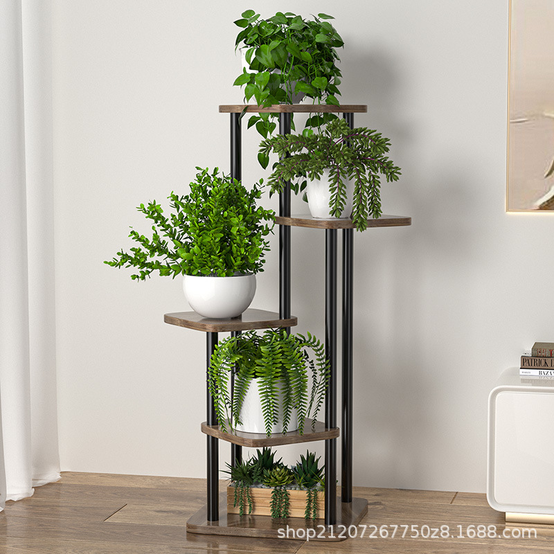 Estante de flores de arte de hierro transfronterizo, sala de estar para el hogar interior, soporte para macetas de varios pisos, plantación verde, estante para flores para balcón