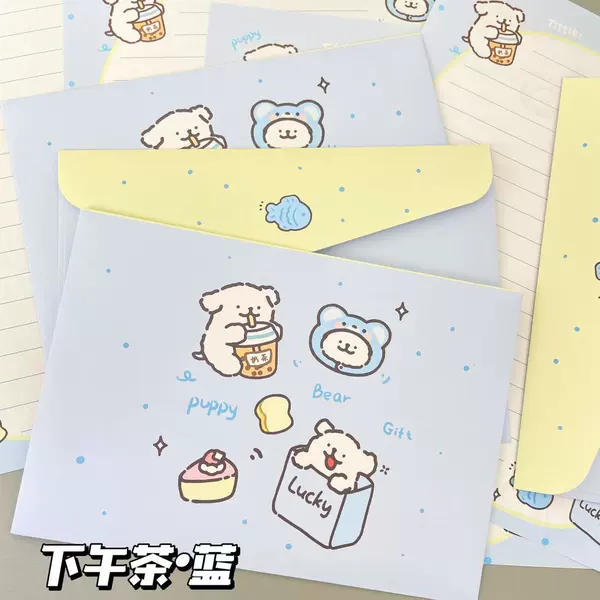 Afternoon tea blue series [4 pieces of letter paper + 4 pieces of envelopes]