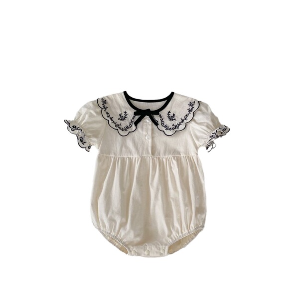 Brand summer cute bodysuit girl's with bow with a round collar