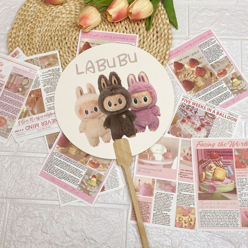 2025 新かわいいラブブ DIY クロスボーダー配送 LABUBU かわいい人形扇子新中国風|undefined