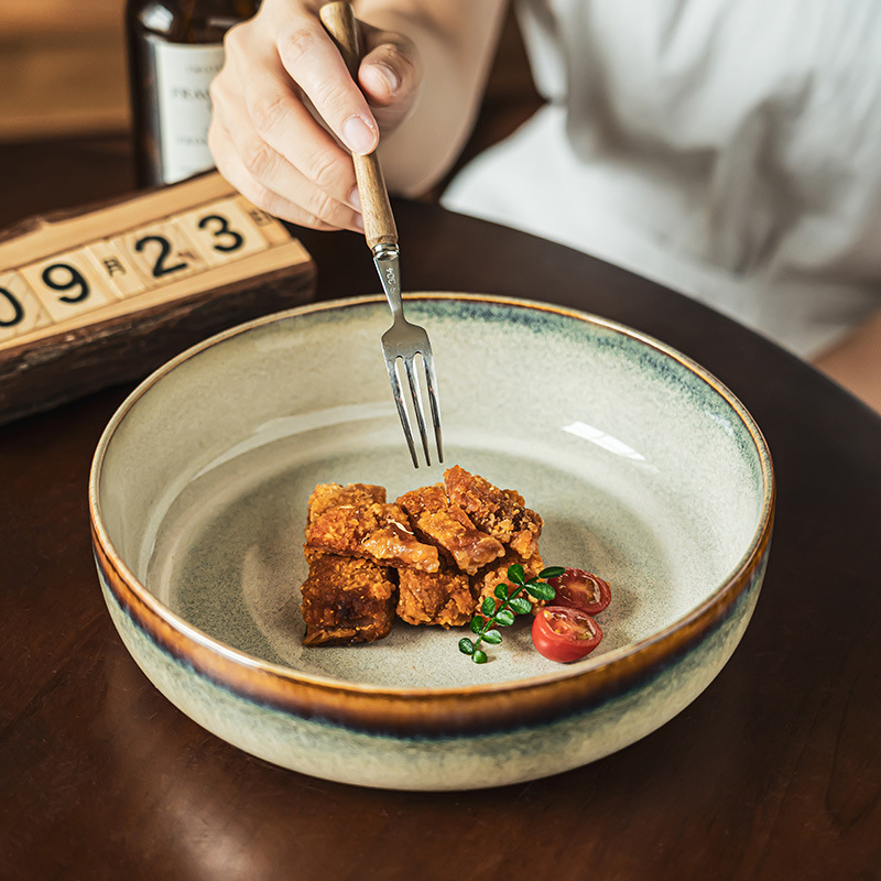Japón retro creativo horno profundo plato redondo gran platos de platos