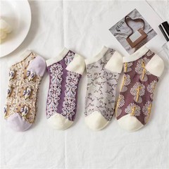 復古襪子純-棉女日系宮廷浮雕襪短襪ins潮夏季薄船襪春夏諸暨襪子