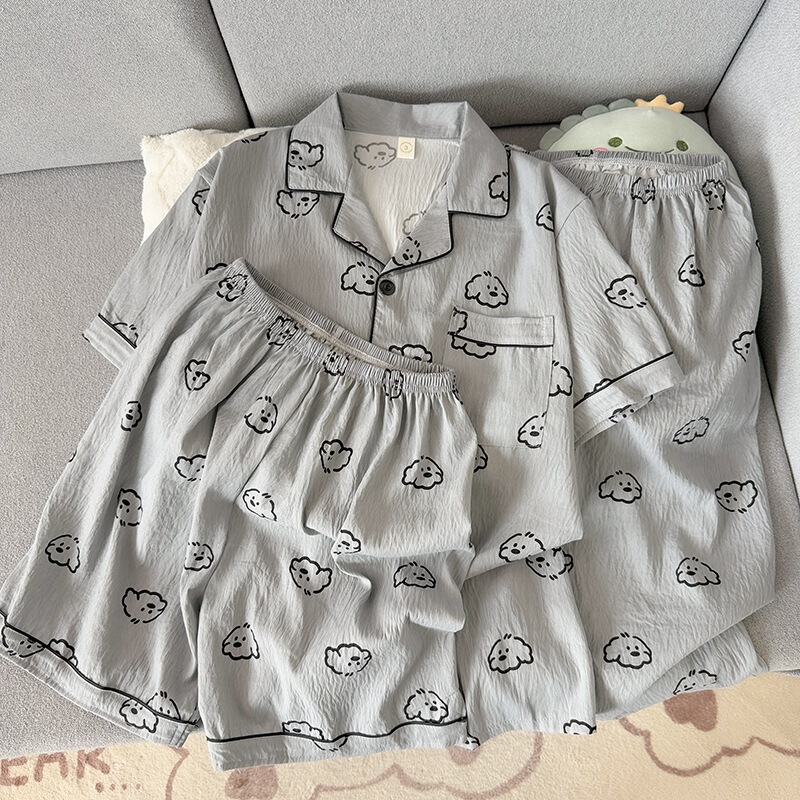 Factory Wholesale Three-Piece Set of Cloud Cotton Pajamas for Men, Short-Sleeved Shorts, Cardigan, Summer Cotton, Large Size, Foreign Trade Factory Wholesale Three-Piece Set of Cloud Cotton Pajamas for Men, Short-Sleeved Shorts, Cardigan, Summer Cotton, Large Size, Foreign Trade