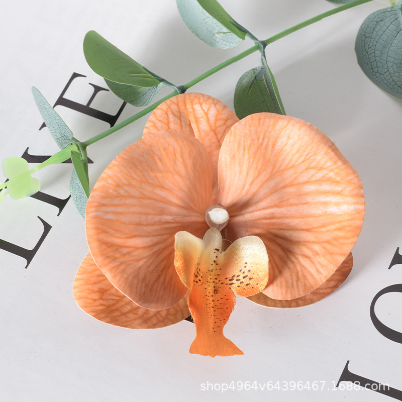 Película blanca Phalaenopsis flor cabeza pétalo simulación flor accesorios tocado horquilla diy flor decorativa de boda hecha a mano