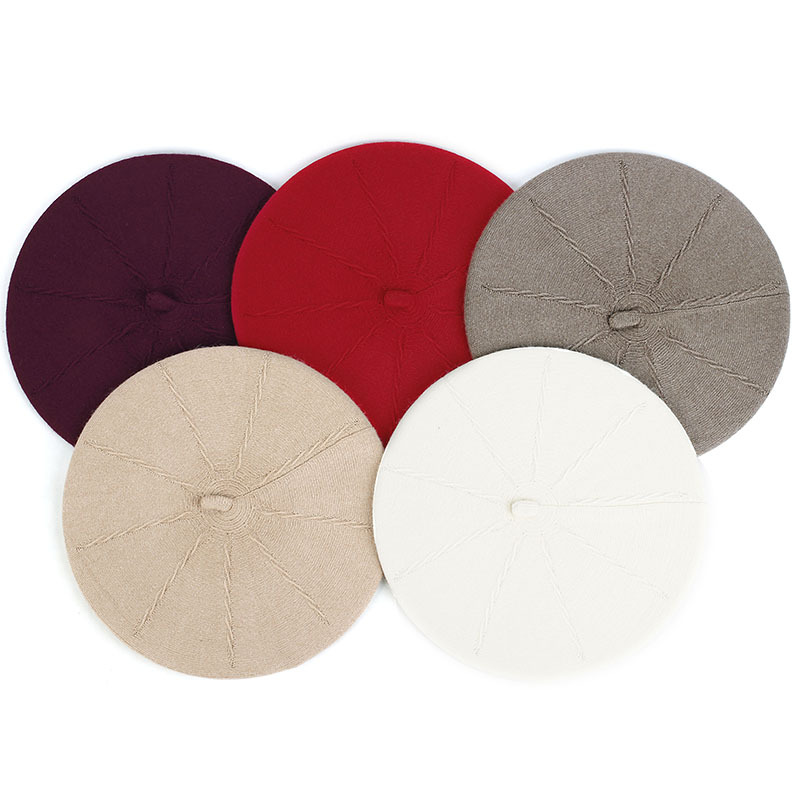 New Korean-style Women's Autumn and Winter Double-layer Thickened Wool Knitted Bailey Hat Artistic Retro Painter Hat Pumpkin Hat