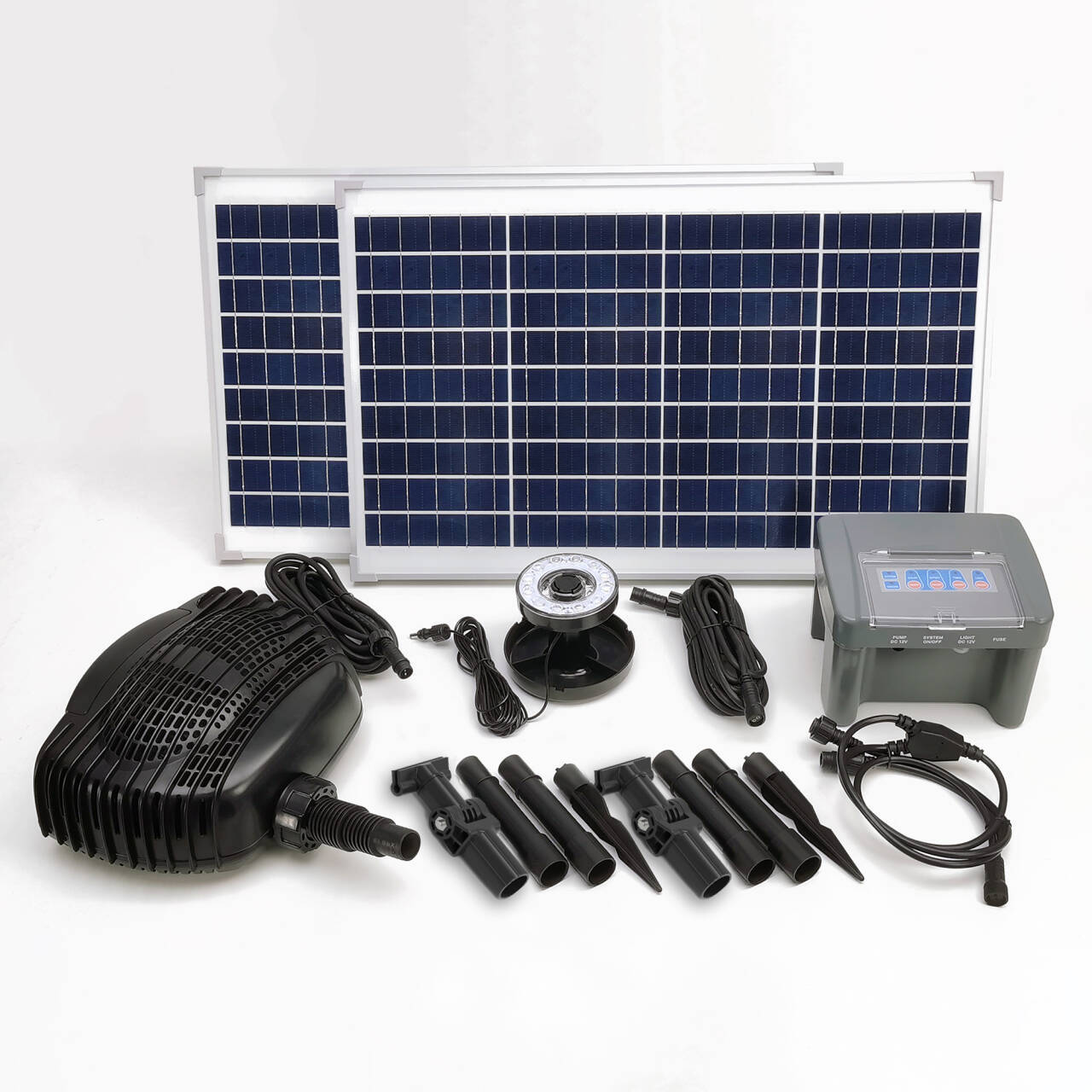 70W/18V LED灯太阳能瀑布泵带电池包花园池塘造景-SPBL70-801220D