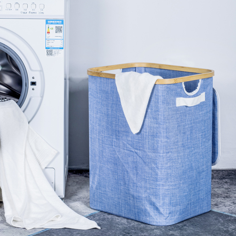 Cesta de ropa sucia de bambú de Nan Cesta de almacenamiento de ropa sucia de baño multifuncional plegable al aire libre Cesta de acabado de bambú