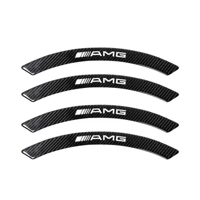 Car carbon fiber wheel arch stickers, adhesive wheel arch decorative strips, thickened anti-scratch, anti-collision rubber body protection strips (Qapı və bamper qoruyucu zolaqlar) - amg-carbon-fiber-wheel-arches-4-piece-set-unpackaged
