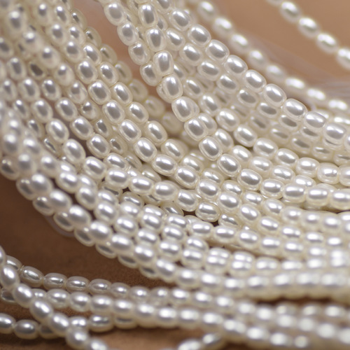 Shijia glass millet beads 3mm rice-shaped pearl imitation natural freshwater baby beads necklace diy jewelry accessories wholesale