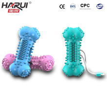 厂家直供骨头型漏食洁牙棒TPR发声漏食球狗狗磨牙玩具亚马逊