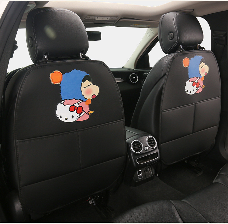 Car Anti-Kick Pad, Kidsren's Seat Back Cartoon Anti-Kick Pad, Wear-Resistant Leather Rear Seat Back Pad, Kt Cat Crayon Shin-Chan Pad