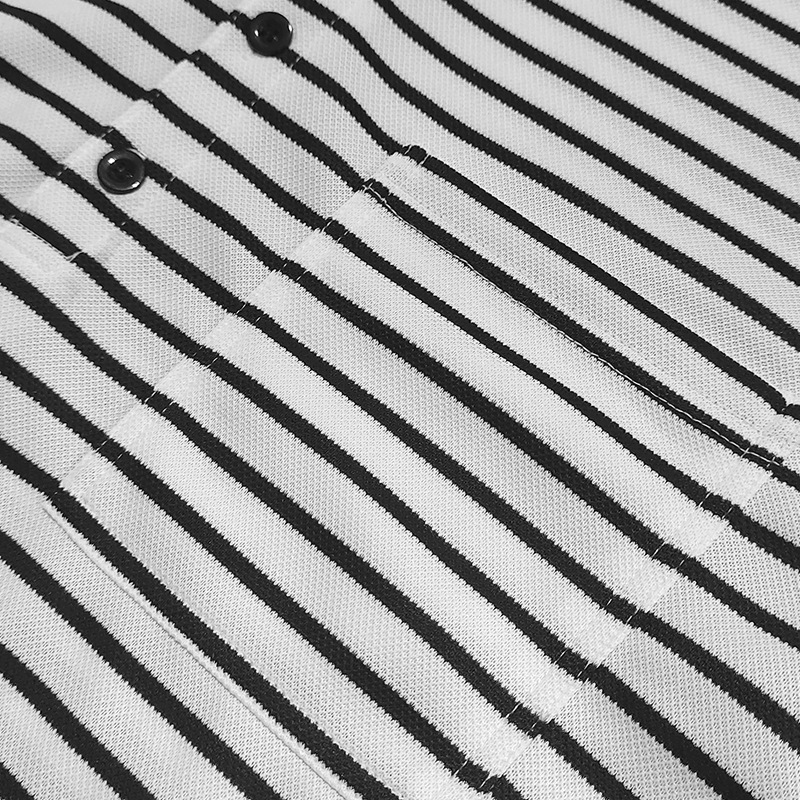 Vīriešu rudens un ziemas krekls ar garām piedurknēm un ikdienišķu horizontālu svītru krekls ar Henry rakstu_voghion.com