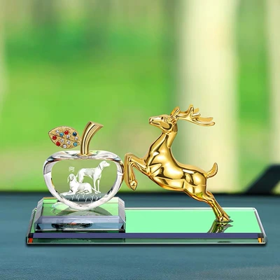 aromatherapy car supplies perfume, Car ornaments - golden-light-deer-on-both-sides-apple-zodiac-sign-dog
