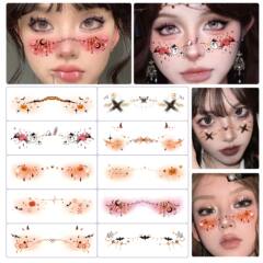 国境を越えた新しいハロウィーンのメイクアップフェイスステッカー、かわいいゴーストメイクアップタトゥーステッカー、撮影小道具ステッカー、防水性と耐汗性