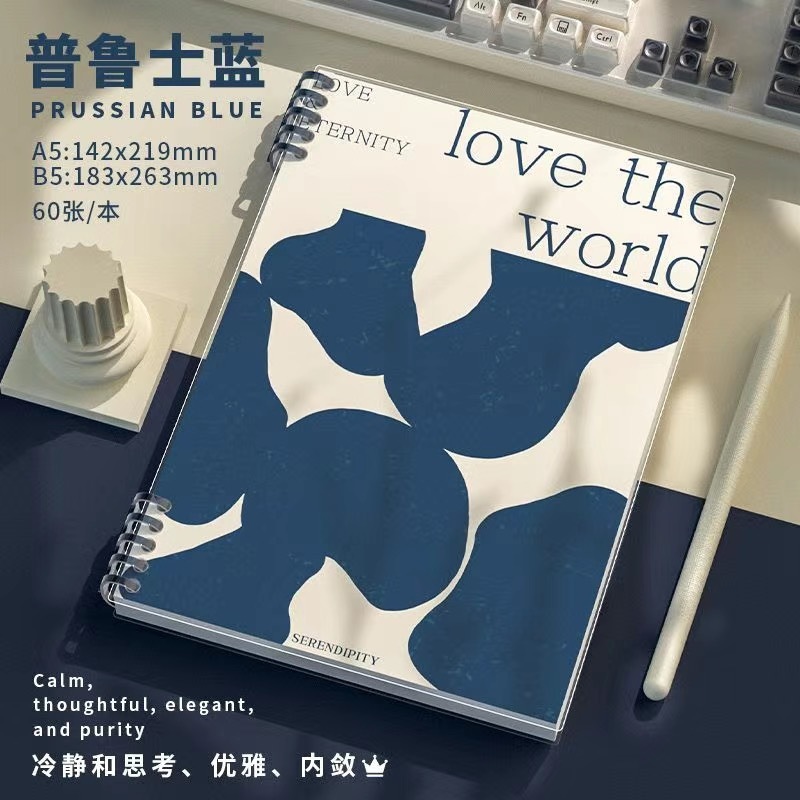 a5 シンプルな厚みのある手に優しいルーズリーフノート、高見えする取り外し可能なノート、高校生のコイルノート、紙交換|undefined