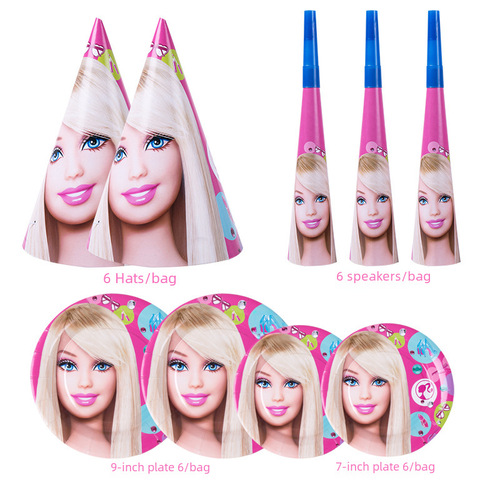 Children's Birthday Barbie Princess Party Supplies Eco-Friendly Paper Tableware Princess Theme Single Item